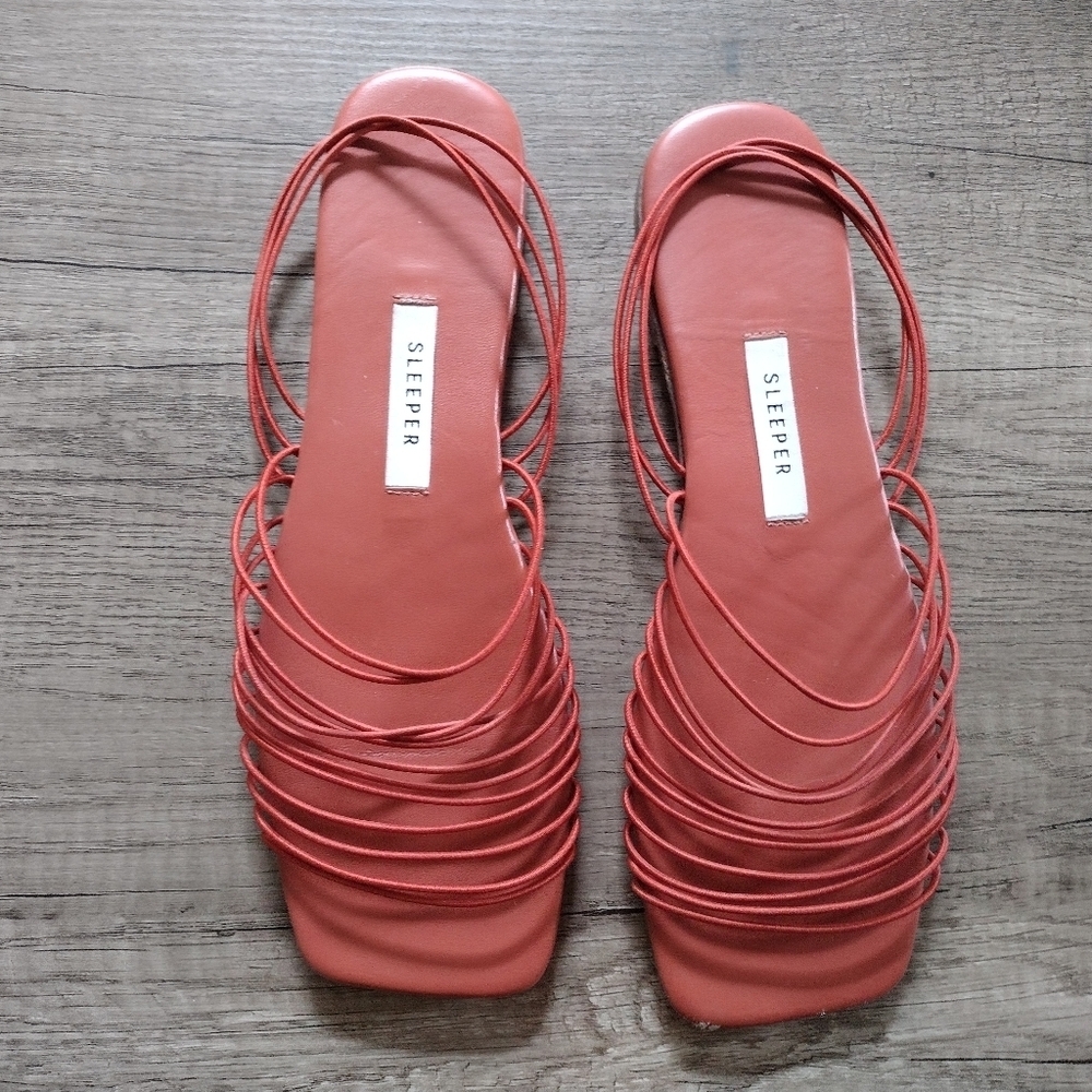 SLEEPER Macaroni Strappy Sandals Rust Orange 40 US 10 - Picture 2 of 6